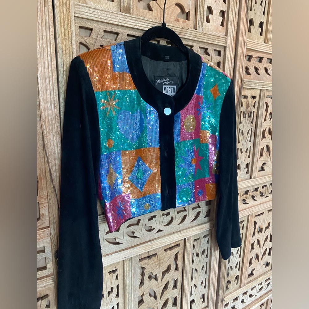 Michael Hoban Suede, sequin bolero jacket.  Fantastic.
